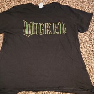 Black Graphic Tee with Green 'Wicked' Print